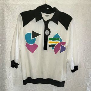 1980s Teddi Sport Colorblock Top